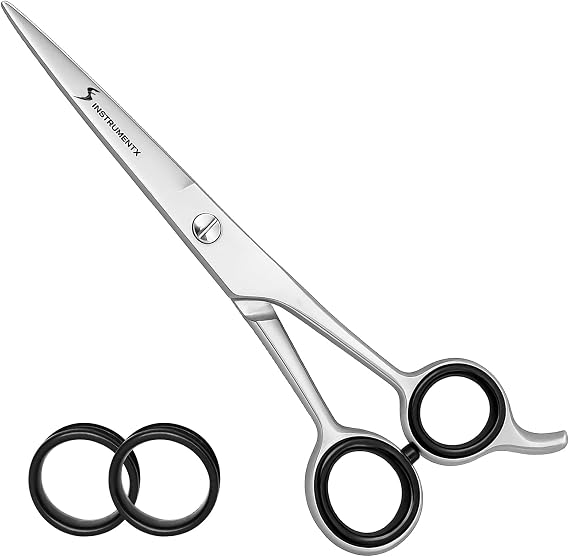 SS INSTRUMENTX Professional Hairdressing Scissors, Stainless Steel Barber Scissors for Men, Women & Kids, Razor Sharp Hair Scissor for Hair Styling Salon and Home Use (Silver, 5.5")
