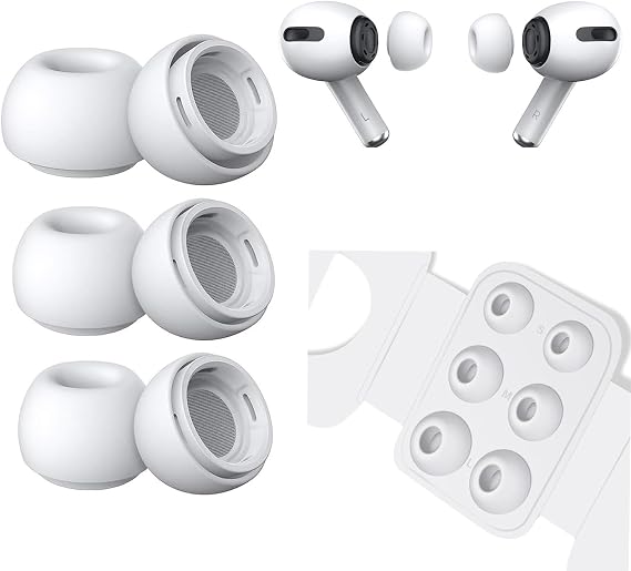 3 Pair Replacement Ear Tips for Airpods Pro/Airpods Pro 2 with Noise Reduction Hole, Anti-Slip Soft Silicone Replacement Earbuds with Portable Storage Box (Assorted Sizes，S/M/L)