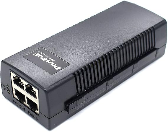 PLUSPOE Dual Ports Gigabit Power Over Ethernet Injector Adapter (35 Watts Max) with 2 PoE for IP Cameras, VOIP Phones or Access Points and Other 802.3af Devices