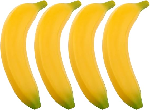 4 Pack Fake Banana 6.5 Inch Plastic Fruit for Display Decor