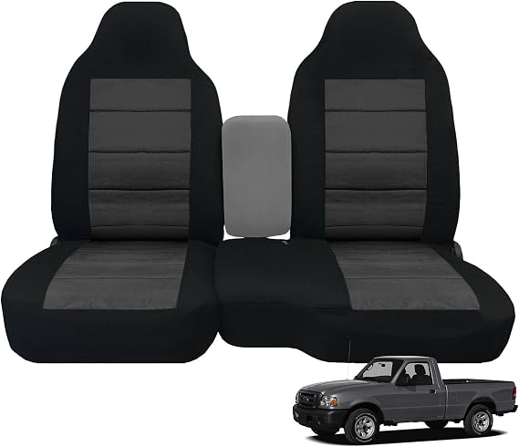 Front Seat Covers Replace for 2004-2012 Ford Ranger 60/40 without Console | Knitted Fabric Composite Soft Foam Lining Airmesh Breathable Seat Cover Cushion