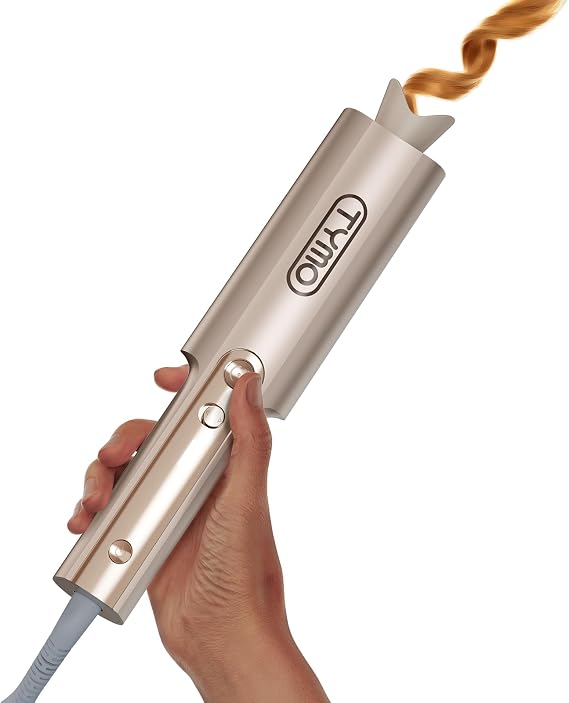TYMO CurlPro Plus Hair Curler Automatic Rotating - Long Barrel Curling Wand for Long Hair, Ceramic Curling Iron for Women, Anti-Scald, Tangle-Free, 600M Ionic, Dual Voltage, UK Plug, Gold, 25 mm