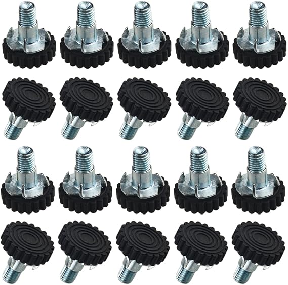 TOVOT 20PCS M10*1.5MM(Pitch) Furniture Leveling Feet 30MM Table Feet Screw on Adjustable Furniture feet Heavy Duty Levelers with T-Nuts for Chair Cabinet