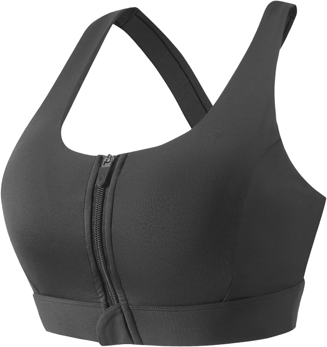 Zip Front Sports Bras for Women High Support Padded Push Up Strappy Back Workout Crop Top