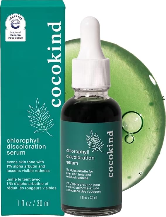 Cocokind Chlorophyll Discoloration Serum, Sensitive Skin Friendly Spot Fading Serum to Target Spots, Uneven Tone, and Redness, 1 fl oz | Sensitive Skin Friendly Spot Fading Serum to Target Spots, Uneven Tone, and Redness