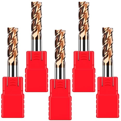 ASNOMY Pack of 5 6 mm Solid Carbide End Mills Carbide AlTiN Coated 55 HRC 4 Cutting Drilling Milling Simple Immersion CNC Tungsten Carbide