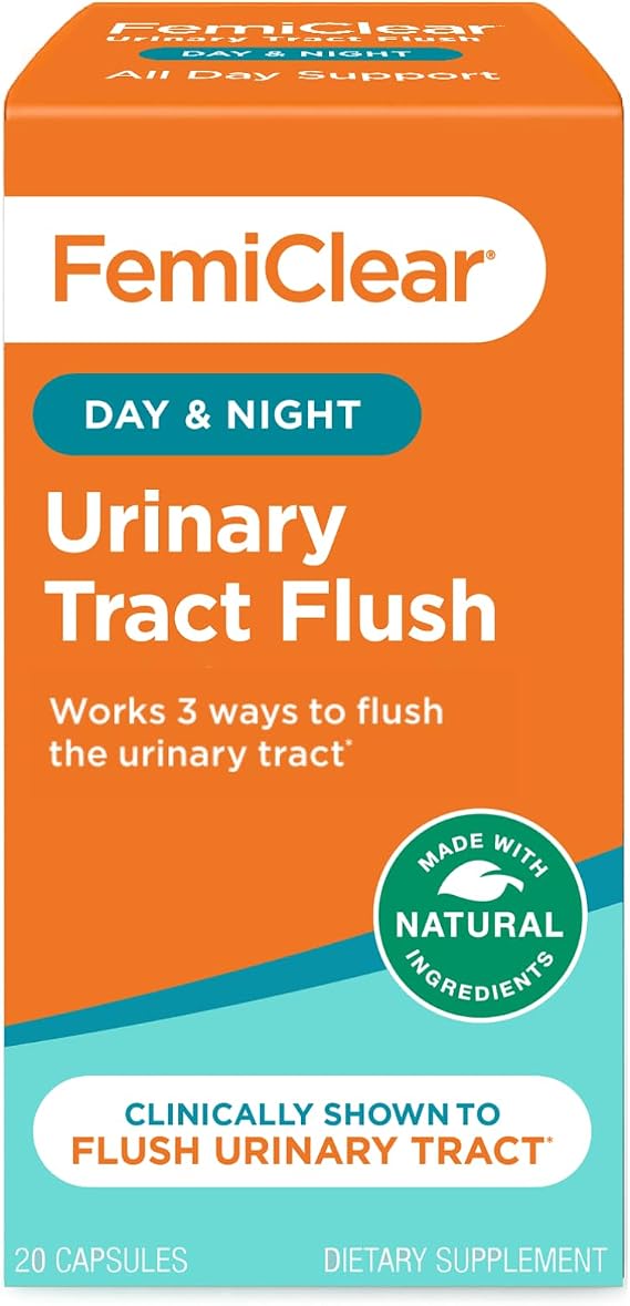 FemiClear Daily Urinary Tract Flush Supplement, 20 Capsules, 10-Day Supply | D Mannose & Plant-Based Blend for Women & Men, Helps Support Healthy Bladder Function, Made with Natural, Organic Ingredients