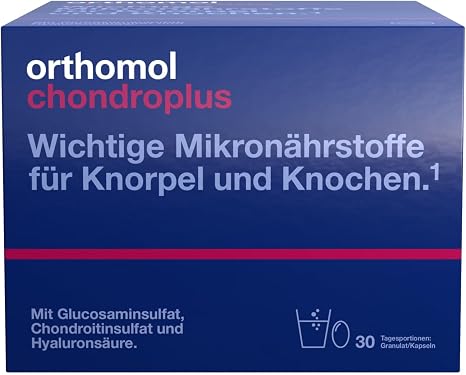 Orthomol chondroplus - Nutrients for Cartilage and Bones - with Glucosamine Chondroitin Sulphate and Hyaluronic Acid - Granules/Capsules Pack of 30 Daily Servings