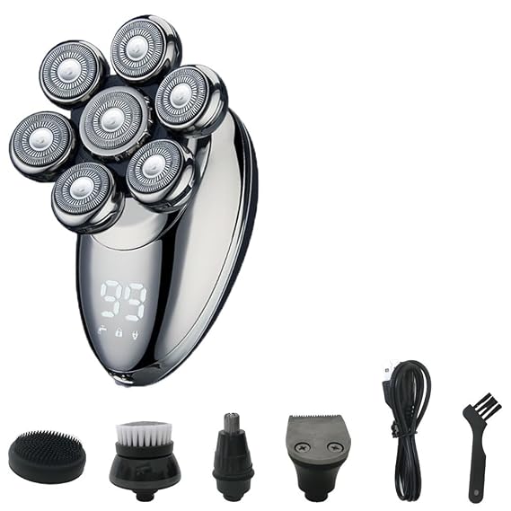 Head Shavers for Bald Men, 5 IN 1 Shaver 7 Blades Multi Grooming Kit Digital Display Electric Shaver Hair Trimmer Beard Rlectric Razor Wet Dry Men Facial Shaving Machine