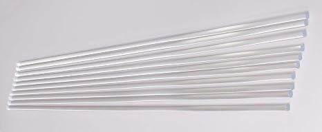10 Pcs 1/4 Diameter x 18 Inch Long Clear Acrylic Plexiglass Rods - .25 Dia - 6.3mm