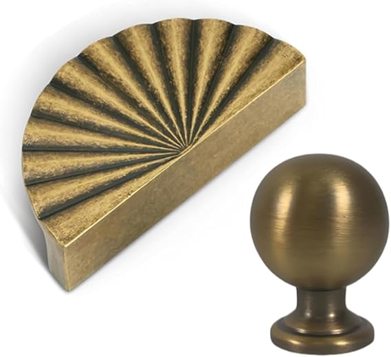 Coraltree 6 Pack Antique Brass Cabinet Cup Pulls & 10 Pack Vintage Ball Brushed Antique Brass Cabinet Knobs Kitchen Cabinet Hardware Brass Drawer Knobs Pulls with Screws for Dresser Vanity Cupboards