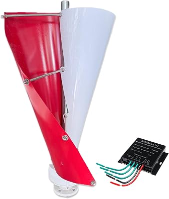 Vertical Wind Turbine 12V 24V 48V, Wind Turbine Generator Kit with MPPT Controller, Magnetic Levitation Windmill Generator for Boat,Red-12V