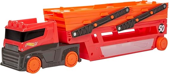 Hot Wheels Toy Car Track Set, Mega Hauler with 6 Expandable Levels, Storage for Up to 50 1:64 Scale Vehicles, Connects to Other Sets & Tracks