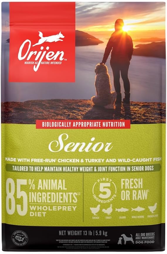 ORIJEN Grain Free WHOLEPREY Dry Dog Food Senior Recipe 13lb Bag