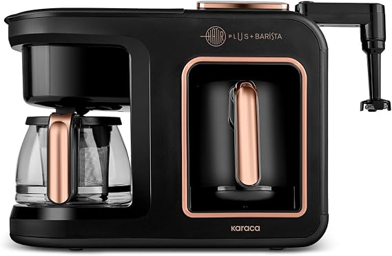 Karaca Hatır Plus Barista 6 in 1 Latte Cappucino and Roasted Turkish Coffee Machine Black Copper