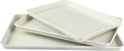 Martha Stewart Gallen 3-Piece Cookie Sheet Set 13, 15, 17 Baking Pans, Ceramic Nonstick, PFA-Free, Carbon Steel Oven Safe to 450F, Warp-Resistant, Easy to Clean - Linen White