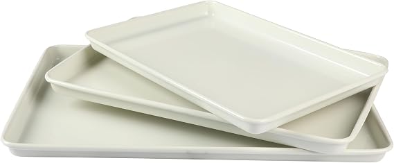 Martha Stewart Gallen 3-Piece Cookie Sheet Set 13", 15", 17" Baking Pans, Ceramic Nonstick, PFA-Free, Carbon Steel Oven Safe to 450F, Warp-Resistant, Easy to Clean - Linen White