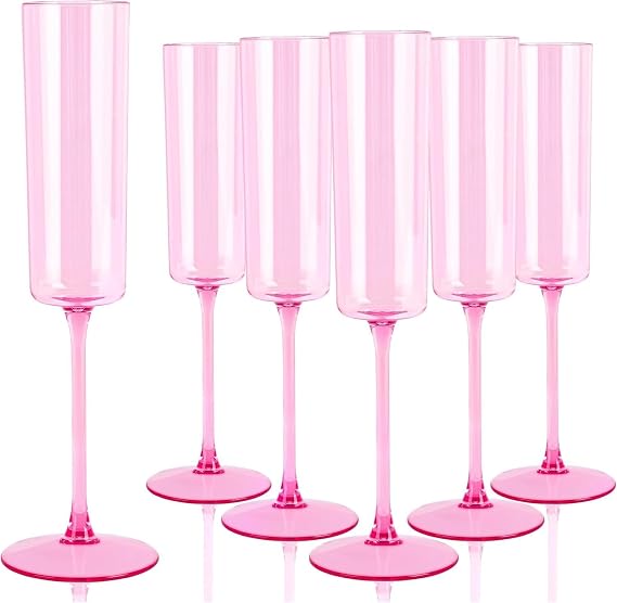 YOUBET 24Pack Pink Plastic Champagne Flutes 6 oz
