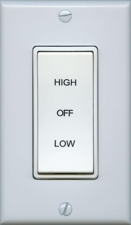 GAF Master Flow Speed Fan Control Switch for Whole House Fans - Control Low/High Speed & Off, 12-Hour Timer Compatible, Easy Installation