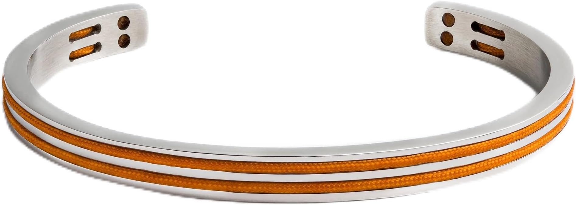 Elegatto Ballast Premium Silver Cuff Bracelet for Men | Marine-Grade Dual Nylon Inlay with Polished Stainless Steel | Men's Designer Jewelry Bracelets