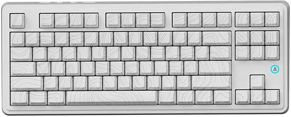 Ajazz AK870 Plus 3 Modes Contour Design Mechanical Gaming Keyboard Avocado Switch - White Patterned