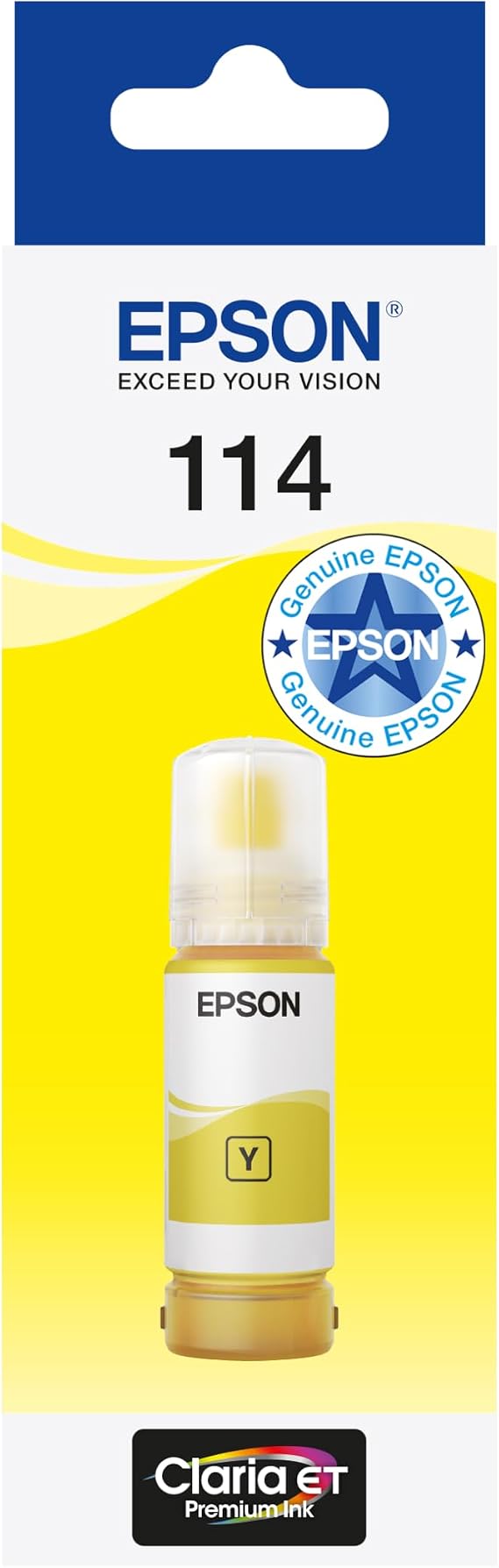 Epson EcoTank 114 Genuine Ink Bottle | Yellow| High Yield - Up to 6,200 Pages | Compatible with ET-8500 / ET-8550 Models | Brand-made for Optimal Results