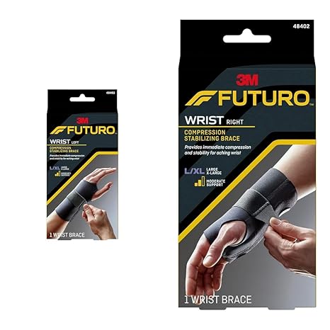 Futuro 2-Pack Compression Stabilizing Wrist Braces for Left Hand, Breathable, Large/X-Large