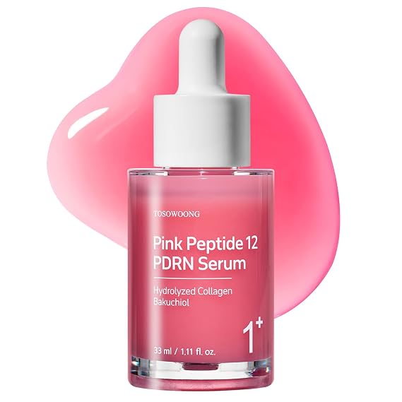 TOSOWOONG Pink Peptide 12 PDRN Serum for Firming & Glass Skin, Skin Glow | 1% (10,320ppm) Salmon DNA PDRN, 12 Peptides, Niacinamide, Hydrating, Moisturizing, Uneven Tone, Korean Skincare, 1.11 fl oz