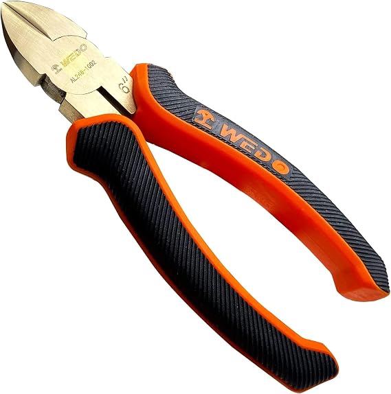 WEDO Non-Sparking Diagonal Cutting Pliers 6, Spark-Free Side Cutters Pliers, Wire Cutters, Flush Cutting, BAM & FM Certificate, Aluminum Bronze, For Electrical and Homes