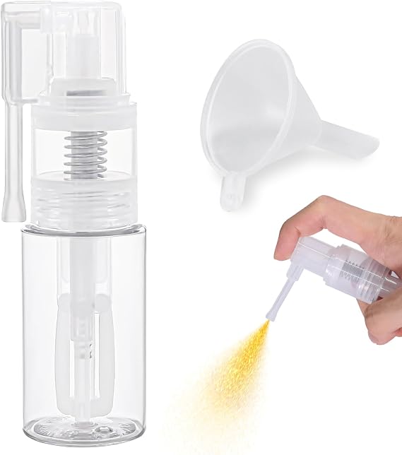 Matio 1 Pcs Glitter Duster Sprayer with Funnel, 35ml Transparent