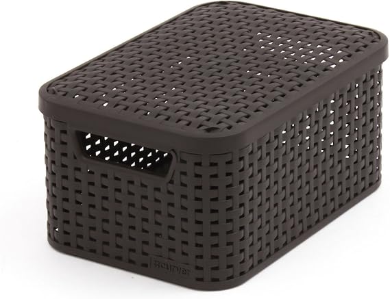 Curver Style 205839 Storage Box Rattan Look Size S with Second-Generation Lid Polypropylene