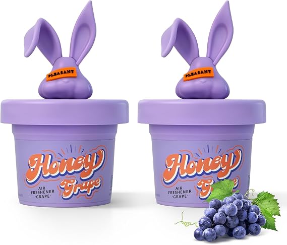 2 Pack Grapes Scent Air Fresheners, Solid Gel Diffuser Leak-Proof Rabbit Cup Shape, Natural Home Fragrance Diffusers Air Freshener Long Lasting for Car & Bathroom, Office