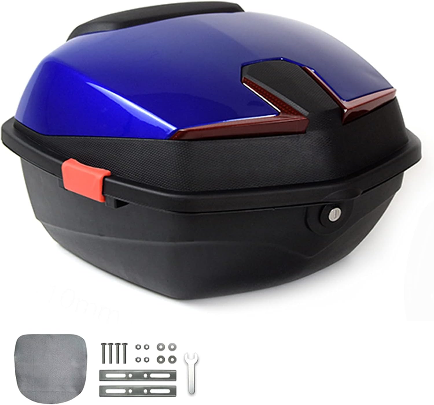 Motorcycle Trunk Tail Trunk Luggage Box Scooter Trunk Motorcycle Rear Top Box Tail Trunk Luggage Case, ScooterMoped Hard Case with Mounting Hardware,Blue