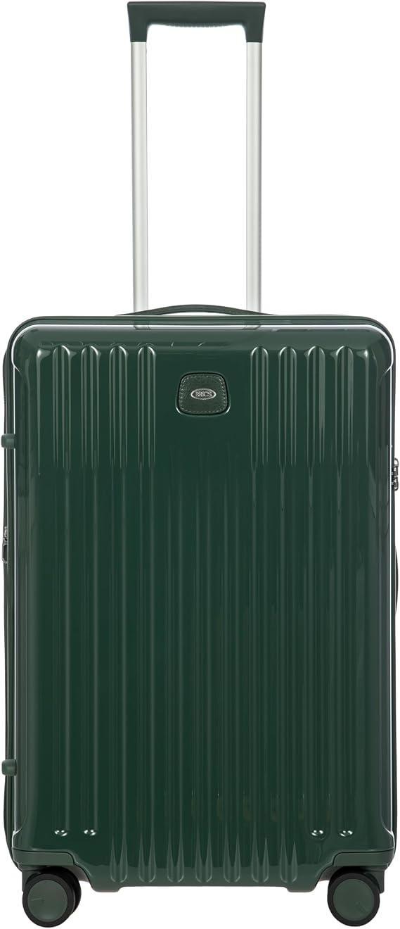 Bric's Positano Spinner - Expandable Luxury Checked Luggage With Spinner Wheels - Lightweight Suitcases Made From Durable Polycarbonate - Protector Cover Included - 27 Inch, Emerald