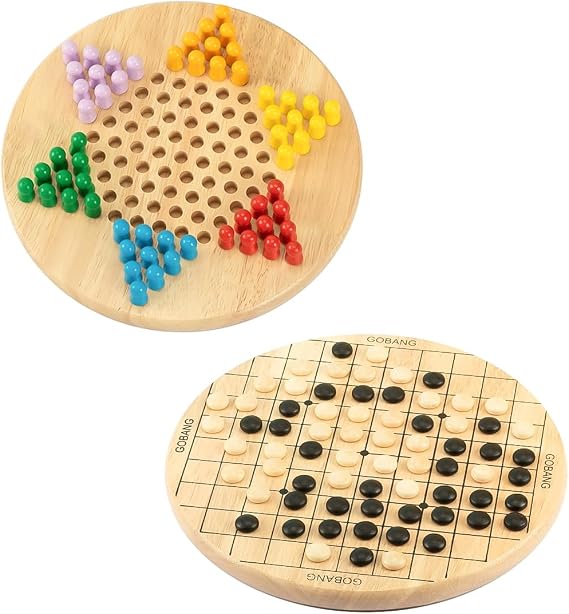 Chinese Checkers And Go Game Family Wooden Games Reversible Classic Games Wooden Vintage Style Chinese Checkers