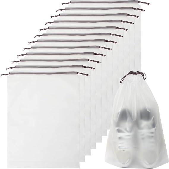 12Pcs Shoe Bags For Travel, 11.8in X 15.7in Large Clear Shoes Storage Organizer with Drawstring, Waterproof Travel Storage Bags for Packing Dust Bags for Men and Women