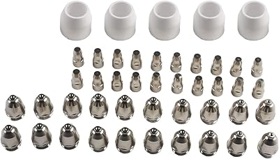 45Pcs Plasma Cutter Torch Electrode Nozzle 1.5 100Amp Consumables Set Fit For PANASONIC P-80 Plasma Cutting Torch Equipment Accessories - 20 Electrodes 20 TIP 5 Shield Cup