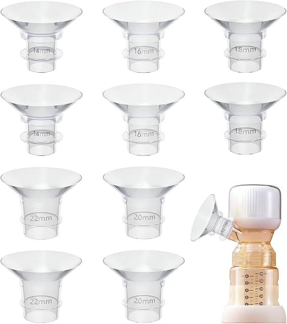 10Pcs Breast Pump Flange Insert,14/16/18/20/22mm Flange Inserts X 2 Compatible with Momcozy M9,M6,M5,S12 Pro,S9 Pro,Medela,Spectra,Bellababy,Lansinoh,Elvie,Nuliie,KISSBOBO,ANWIKE,24mm Flange