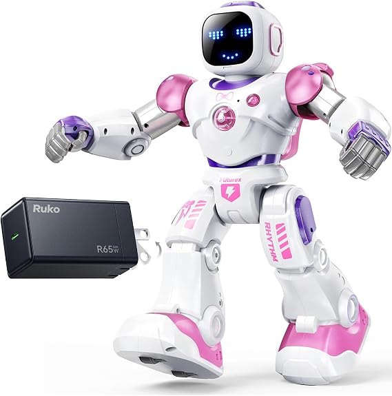 Ruko 65W USB C Charger and 1088 Pink Robot Toys for Kids