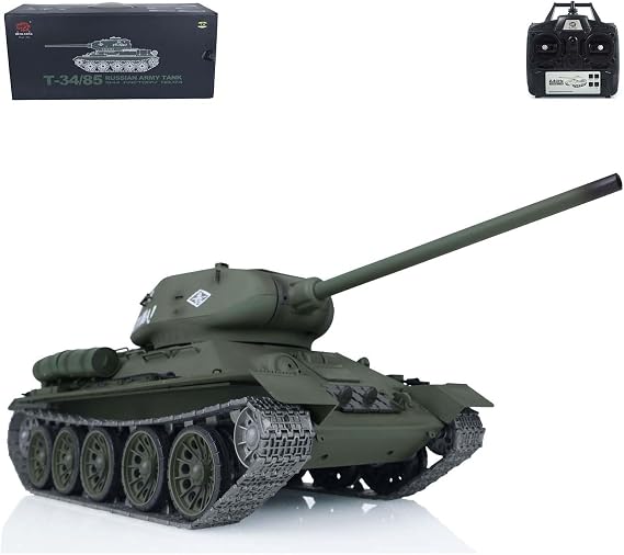 Heng Long US in Stock, SovieRC TankT34-85 RC Tank 1/16 Scale 7.0 Upgraded RTR RC Tank 3909 Metal Tracks Smoking Unit 340 Rotating Turret Infrared Combat BB Shooting Airsoft Tank that Shoot