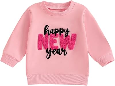 Gueuusu Unisex Baby Boy Girl New Year Outfit Letter Embroidery Sweatshirt Oversized Crewneck Pullover Hoodie Shirt Top
