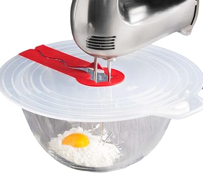Mixing Bowl Splatter Guard, 12 Inch Silicone Anti Splash Cover Egg Whisk Mixing Bowl Lid, Reusable Mixer Splatter Guard for Kitchen Cooking Baking, Fits Most Hand and Electric Mixers