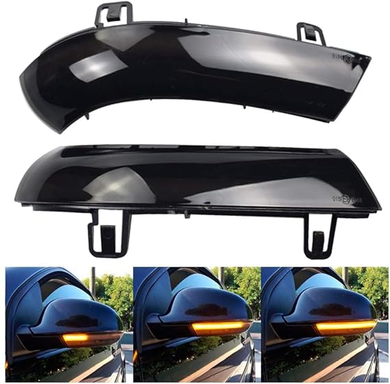 AMOPA 2PCS Sequential LED Turn Signal Side Mirror Indicator Lights Compatible with VW Golf 5 GTI Jetta MK5 Passat B5.5 B6 Sharan Superb, Amber Light Smoke Lens
