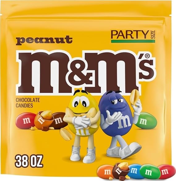 M&M'S Peanut Milk Chocolate Candy Bulk Pack, Party Size, 38 oz Bag | Roasted Peanuts with Real Milk Chocolate and a Colorful Candy Shell, Resealable Bag for Parties, Baking, Gifting and Events