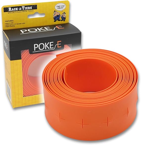 Rack-A-Tiers Poke-E - Perforated Orange Strip for Marking Wire for Rough-in Before Drywall, 12-ft, Protect Cable Runs, Avoid Screws and Nails from Drywall, Temporary Cable Hanger (32050)