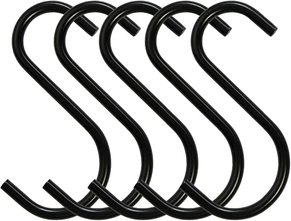 Millennial Essentials Heavy Duty S Hooks Metal S Shaped Hook Black Hanging Hooks 2.75 Hangers for Kitchenware Pots Pans Plants Bags Towels