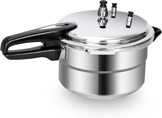 5.3 Quart Pressure Cooker 10 PSI Induction Compatible Pressure Canner with Honeycomb Stainless Steel Clad Base for Fast Even Heating