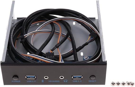 Front Panel USB 3.0 Hub - 2 Port Expansion Bay Bracket with HD-Audio & Power Button for PC Case
