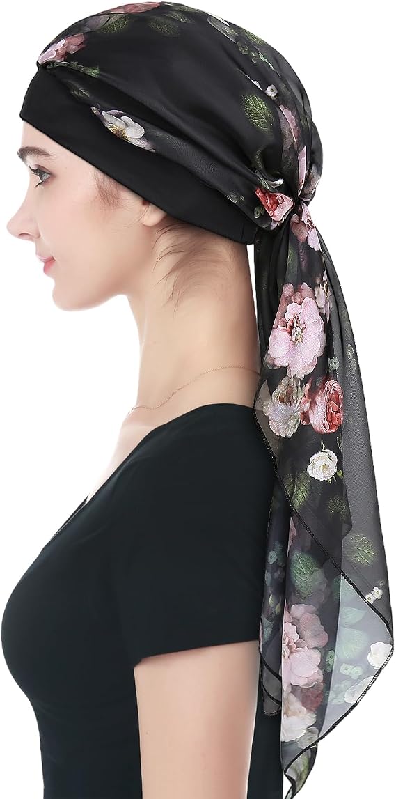 Long Chiffon Scarf Head Coverings Chemo Cap for Women