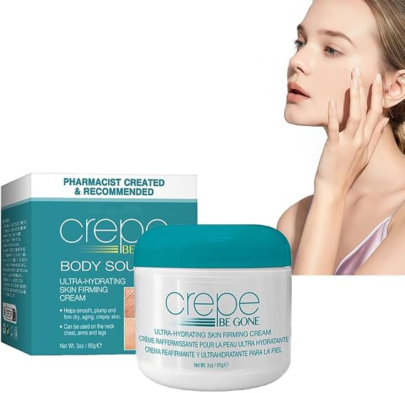 Crepe Be Gone Body Souffle, Ultra-Moisturizing Crepe Firming Cream-3oz, Neck Firming Cream for Chest, Arms & Legs, Moisturizing, Anti-Aging, Wrinkle Smoothing, Skin Tightening Crepe Eraser for Women